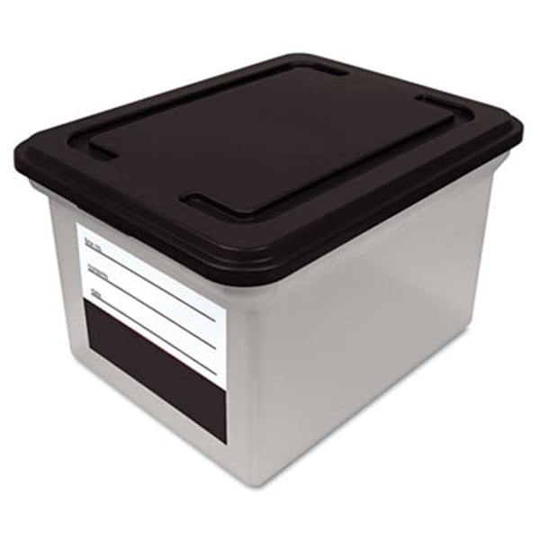 Workstationpro File Tote Storage Box with Snap-on Lid Closure Letter/Legal Clear/Black TH38989 - main